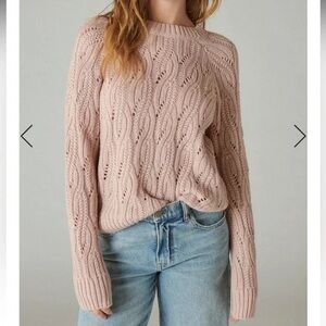 LUCKY BRAND Pink Chunky Oversized Cable Knit Sweater Size Large